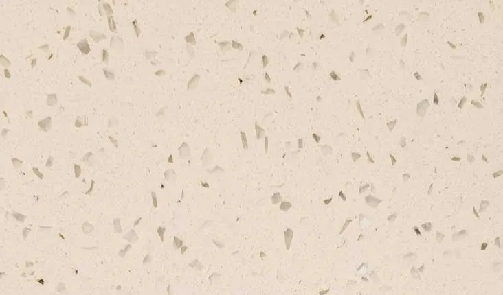 Chapa de Quartzo Branco Estrelar, quartzo branco com pontos cristalinos discretos e superfície uniforme