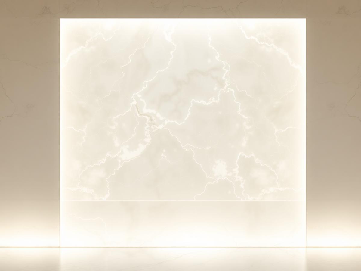 Painel de ônix branco retroiluminado com veios claros